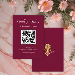 Tarjeta De Recepción Elegante código QR de boda victoriana RSVP