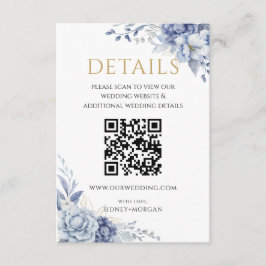 Tarjeta De Recepción Elegante código QR de detalles de boda florales en