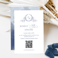 Elegante código QR de Monograma Azul de la Armada