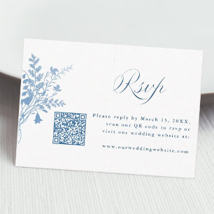 Tarjeta De Recepción Elegante código QR de respuesta de boda botánica a