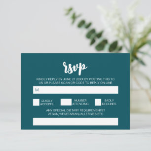 Tarjeta De Recepción Elegante Código QR de RSVP de Boda Moderno Sencill