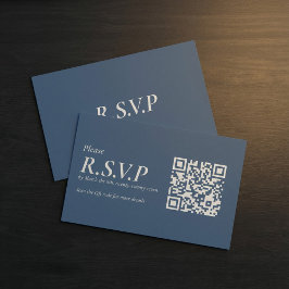 Tarjeta De Recepción Elegante código QR de serie azul RSVP