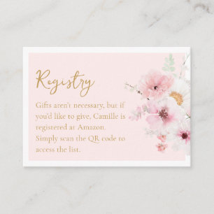 Tarjeta De Recepción Elegante código QR del registro de ducha nupcial f