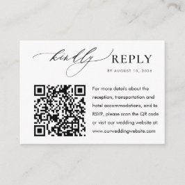 Tarjeta De Recepción Elegante código QR del sitio web Rsvp Wedding Budg