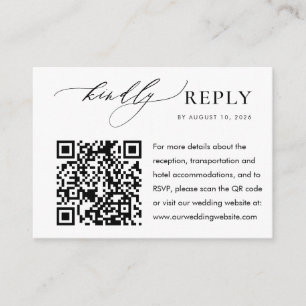 Tarjeta De Recepción Elegante código QR del sitio web Rsvp Wedding Budg
