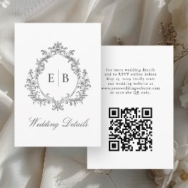 Tarjeta De Recepción Elegante código QR Detalles del Boda del Monograma