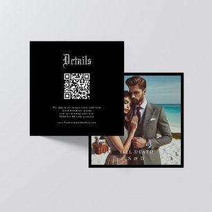 Tarjeta De Recepción Elegante Código QR Detalles del Boda gótico Foto