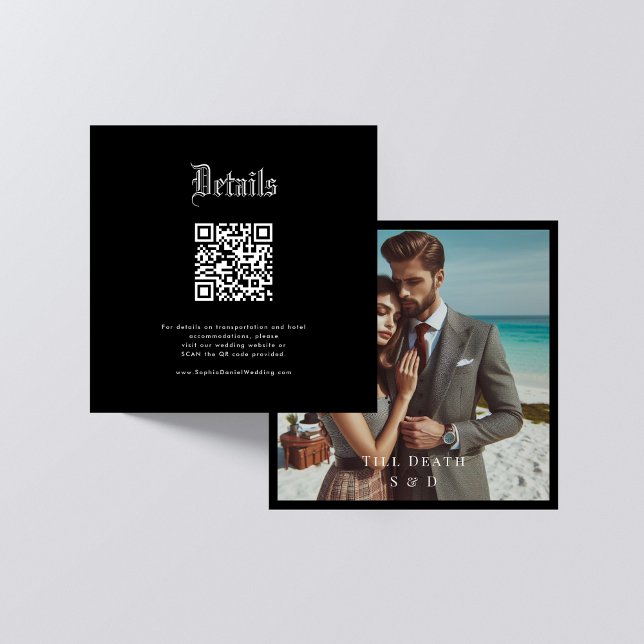 Tarjeta De Recepción Elegante Código QR Detalles del Boda gótico Foto (Subido por el creador)