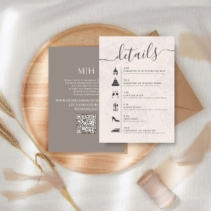 Tarjeta De Recepción Elegante código QR en línea RSVP Boda Timeline Rub