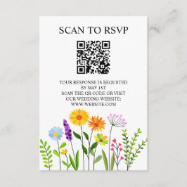 Tarjeta De Recepción Elegante código QR floral de primavera para RSVP d
