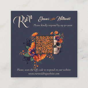Tarjeta De Recepción Elegante código QR minimalista floral gótico 3D pa