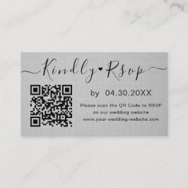 Tarjeta De Recepción Elegante Código QR Moda RSVP Sitio Web Boda mínimo