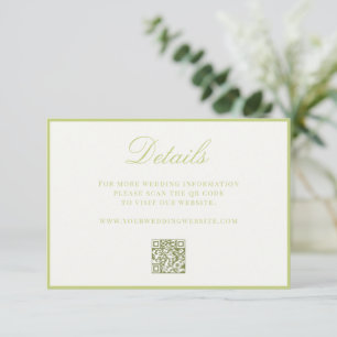 Tarjeta De Recepción Elegante código QR nupcial verde cítrico de dinero