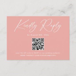 Tarjeta De Recepción Elegante código QR rosa para RSVP de boda