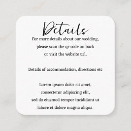 Tarjeta De Recepción Elegante código QR simple de casamiento