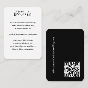 Tarjeta De Recepción Elegante código QR simple de casamiento