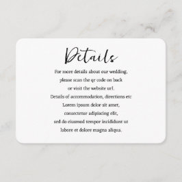 Tarjeta De Recepción Elegante código QR simple de casamiento