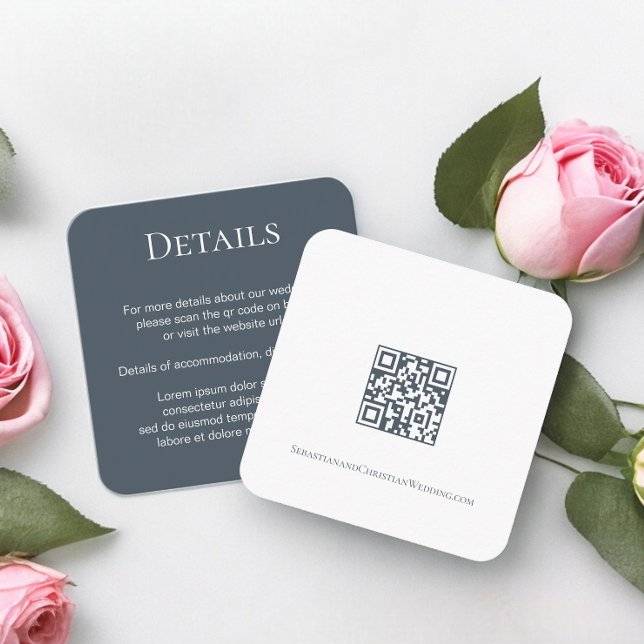 Tarjeta De Recepción Elegante código QR simple de casamiento (Elegant Wedding Plain Simple QR Code Enclosure Cards from Ricaso. Add your details to this card)
