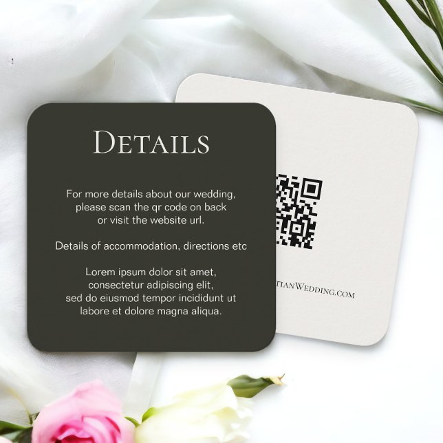 Tarjeta De Recepción Elegante código QR simple de casamiento (Elegant Wedding Plain Simple QR Code Enclosure Card from Ricaso)