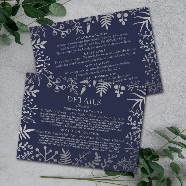 Tarjeta De Recepción Elegante colección de Bodas florales de la Marina  (Subido por el creador)