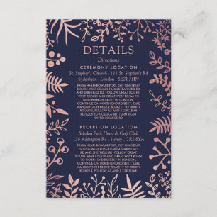 Tarjeta De Recepción Elegante colección de Bodas florales de Rosa y mar