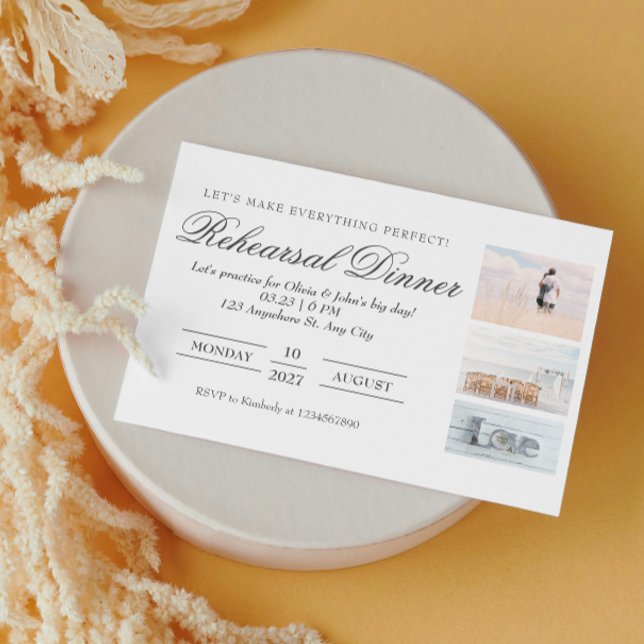 Tarjeta De Recepción Elegante collage de fotografías Ensayo de cena (Subido por el creador)