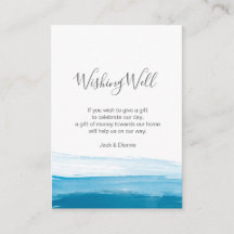 Elegante color de agua azul azul Wishing Well card