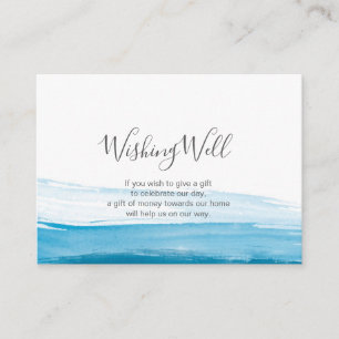 Tarjeta De Recepción Elegante color de agua azul azul Wishing Well card
