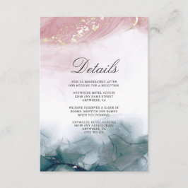 Tarjeta De Recepción Elegante color de agua azul con tinta de alcohol m