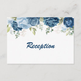 Tarjeta De Recepción Elegante color de agua azul Rosa Boda floral