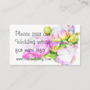 Tarjeta De Recepción Elegante color de agua floral de peonia blanca ros
