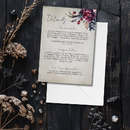 Tarjeta De Recepción Elegante color de agua gótica Boda floral detalles