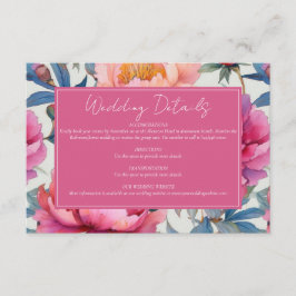 Tarjeta De Recepción Elegante color de agua Peony Flowers Boda