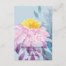 Tarjeta De Recepción Elegante color de agua rosa morado azul dahlia