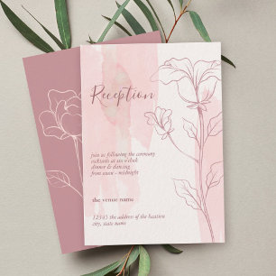 Tarjeta De Recepción Elegante color de agua rosada Floral Acogida para 