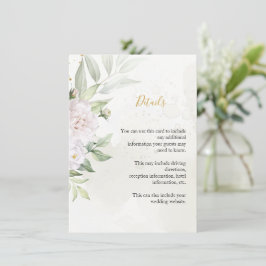 Tarjeta De Recepción Elegante color de agua verde Flores blancas Boda