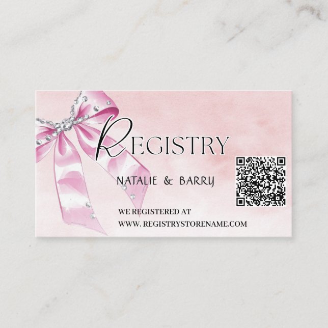 Tarjeta De Recepción Elegante Coquette Rosa Bow Baby Shower (Anverso)