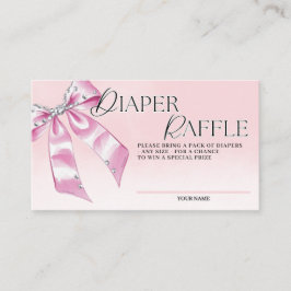 Tarjeta De Recepción Elegante Coquette Rosa Bow Diaper Raffle