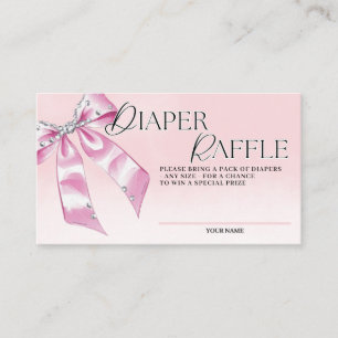 Tarjeta De Recepción Elegante Coquette Rosa Bow Diaper Raffle