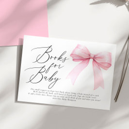 Tarjeta De Recepción Elegante Coquette Rosa Bow Libros para Niña