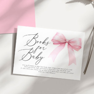 Tarjeta De Recepción Elegante Coquette Rosa Bow Libros para Niña