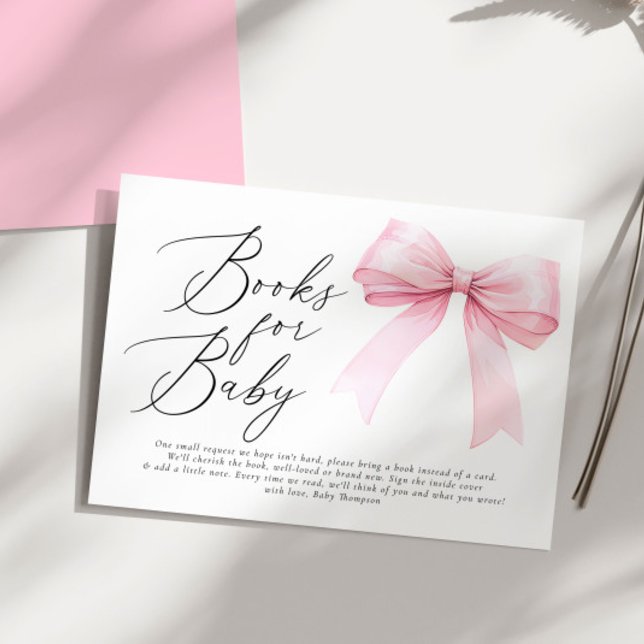 Tarjeta De Recepción Elegante Coquette Rosa Bow Libros para Niña (Subido por el creador)