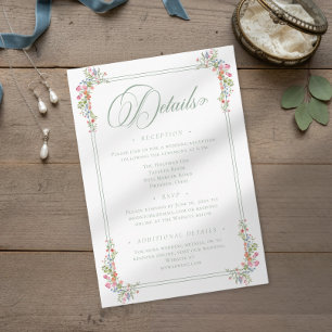 Tarjeta De Recepción Elegante Crest de Flor Silvestre Pastel en Tono Po