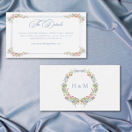 Tarjeta De Recepción Elegante cresta de flor silvestre pastel azul polv