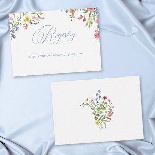 Tarjeta De Recepción Elegante cresta de flores silvestres en azul paste