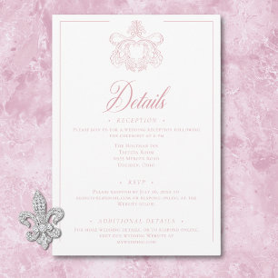 Tarjeta De Recepción Elegante Cresta de Pájaro Chinoiserie Rosa para Bo