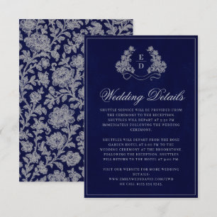 Tarjeta De Recepción Elegante Cresta Monograma Boda Marina Herencia