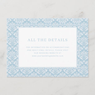 Tarjeta De Recepción Elegante Damasco Azul