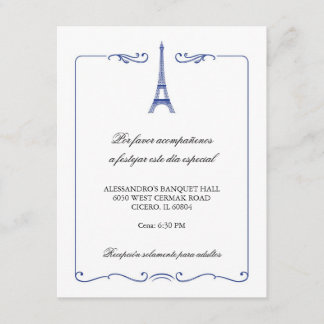 Tarjeta De Recepción Elegante De La Torre Eiffel