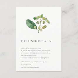 TARJETA DE RECEPCIÓN ELEGANTE DEJA DETALLE AL BODA DE VERDURAS FOLIAGE